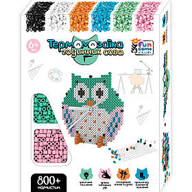 Термомозаїка дитяча Годинник сова, 800 намистин, пінцет, папір, дошка, Fan Game, кор 17*5*22, 6+ (28055)