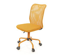 Кресло офисное на колесах без подлокотников Иви Оранжевое компьютерное из сетки с нагрузкой до 100 кг