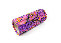 Массажный ролик EasyFit Grid Roller 33 см v.1.1 Multi Фиолетовый лучшая цена с быстрой доставкой по Украине