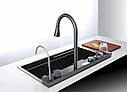 Кухонна раковина водоспад Willda, кухонна мийка водоспад темно-сіра 75х46х22 (747992614), фото 3