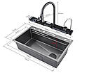 Кухонна раковина водоспад Willda, кухонна мийка водоспад темно-сіра 75х46х22 (747992614), фото 5