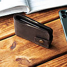 Стильний коричневий гаманець Liberty із натуральної вінтажної шкіри ручної роботи з фіксацією на кнопці, фото 5