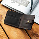 Стильний коричневий гаманець Liberty із натуральної вінтажної шкіри ручної роботи з фіксацією на кнопці, фото 4