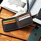 Стильний коричневий гаманець Liberty із натуральної вінтажної шкіри ручної роботи з фіксацією на кнопці, фото 9