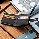 Стильний коричневий гаманець Liberty із натуральної вінтажної шкіри ручної роботи з фіксацією на кнопці, фото 3