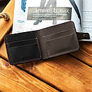 Стильний коричневий гаманець Liberty із натуральної вінтажної шкіри ручної роботи з фіксацією на кнопці, фото 7