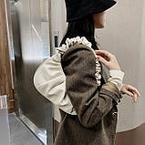 Жіноча сумка 6072 багет біла молочна, фото 5