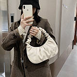 Жіноча сумка 6072 багет біла молочна, фото 2