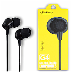 Навушники з поворотом "Celebrat G4" з мікрофоном силікон круглий дріт, чорні