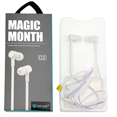 Навушники "Celebrat D2" з мікрофоном силікон плоский дріт, білий
