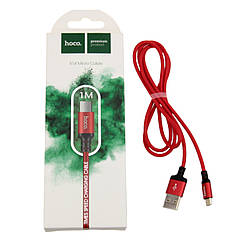 Кабель Micro USB "Hoco X14" 1м нейлон круглий дріт, червоний