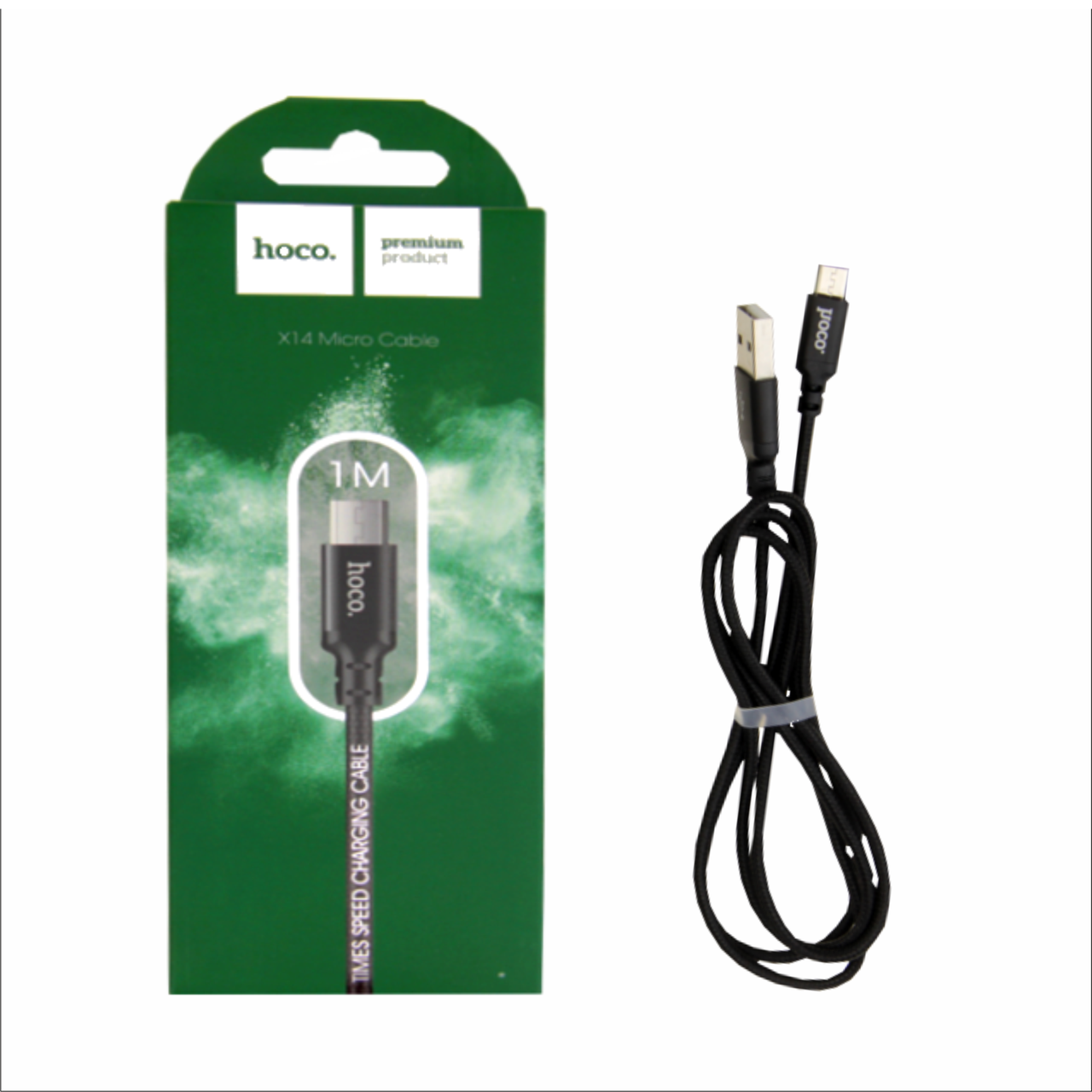 Кабель Micro USB "Hoco X14" 1м нейлон круглий дріт, чорний
