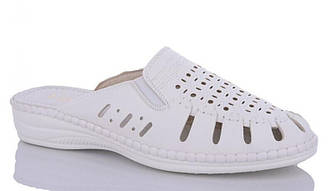 Шльопанці жіночі мюлі Leguzaza анатомічна підошва закритий носок великих розмірів білі