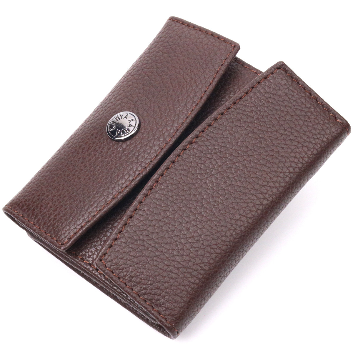 Жіночий компактний гаманець із натуральної шкіри KARYA 21341 Коричневий