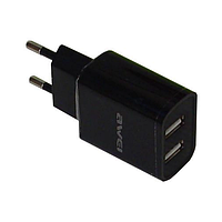 Блок питания Awei C3 / Адаптер AWEI 2 USB / быстрая зарядка (7658) / Черный