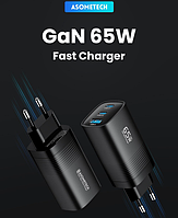 |Комплект| 65W GaN 2 Type-C + USB Зарядний Пристрій 65Вт + Кабель Type-C 100W |Black|