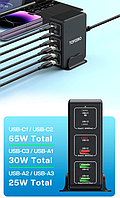 TOPZERO 120W GaN USB Type C PD QC Quick Charge 3.0 Type C Charger 6 Ports |Black|