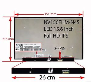 Матриця для ноутбука 15.6 Led Slim IPS FHD 1920x1080 30pin edp 350mm електроніка 26см NV156FHM-N4S новий #