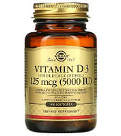 Витамин D3 5000 IU (125 мкг), Solgar, 100 желатиновых капсул Vitamin D3 5000 IU (125 mcg), Solgar, 100 Softgel