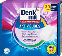 Прессованный порошок для стирки цветных вещей Denkmit Aktiv Cubes 30шт (Германия)