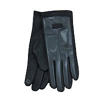 Перчатки сенсорные кожаные с замшевой ладошкой однотонные осень-зима размер S-M