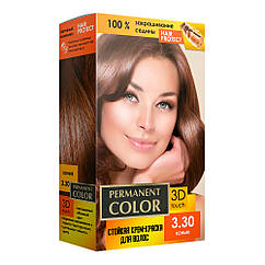 Крем-фарба для волосся з окислювачем, тон Коньяк 3.30 Permanent Color