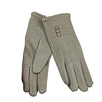 Перчатки женские велюровые с мехом осень-зима размер M с 3 пуговками бежевый