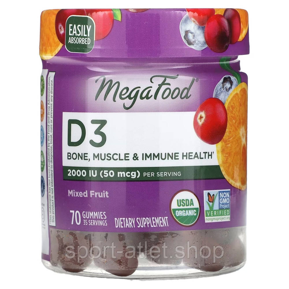 Вітаміни та мінерали MegaFood Vitamin D3 1000 IU, 70 желейок Фруктовая смесь