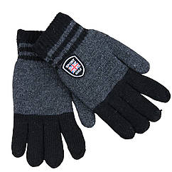 Рукавички чоловічі вовняні з хутром подвійні осінь-зима розмір М-L двокольорові чорний