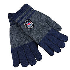 Рукавички чоловічі вовняні з хутром подвійні осінь-зима розмір М-L двокольорові синій
