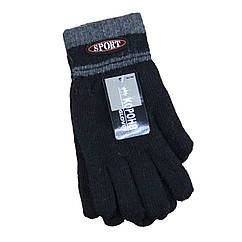 Рукавички чоловічі вовняні з начосом подвійні Sport осінь-зима розмір М-L чорний