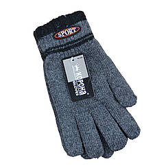 Рукавички чоловічі вовняні з начосом подвійні Sport осінь-зима розмір М-L темно-сірий