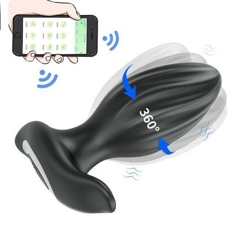 Анальна пробочка 18 режимів вібрації і обертанням, з керуванням від смартфона, фото 1