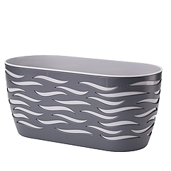 Горщик із вкладкою Сахара Duo Овал 35 см антрацит+платина