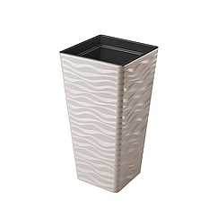 Горщик із вкладкою Сахара Слім Дюни квадрат 30 см сіро-бежевий морозостійкий