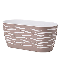 Горщик із вкладкою Сахара Duo Овал 35 см сіро-бежевий+білий