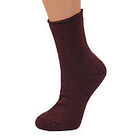 Носки женские махровые высокие Медицинские 23-25 размер (36-40 обувь) однотонные, бордовый