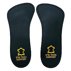 Ортопедичні напівустілки шкіряні безкаркасні Stel Ticks Comforte 35-40 р.18 см Чорний