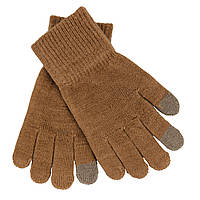 Перчатки детские шерстяные Сенсорные пальцы 9-11 лет осень-зима однотонные коричневый