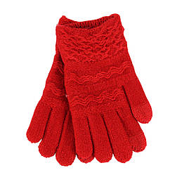 Рукавички для дівчинки вовняні Сенсорні пальці 9-12 років осінь-зима червоний