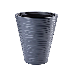 Горщик із вкладкою Сахара Дюни 30 см антрацит морозостійкий