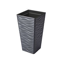 Горщик із вкладкою Сахара Слім Дюни квадрат 30 см антрацит морозостійкий