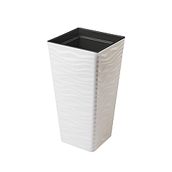 Горщик із вкладкою Сахара Слім Дюни квадрат 30 см білий морозостійкий