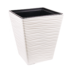 Горщик із вкладкою Сахара Дюни квадрат 35 см білий морозостійкий