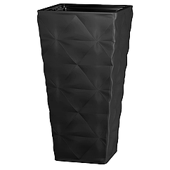 Горщик із вкладкою Діва Слім квадрат 40 см чорний морозостійкий