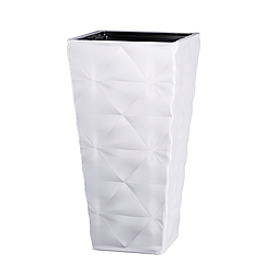 Горщик із вкладкою Діва Слім квадрат 30 см білий морозостійкий