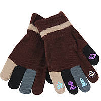 Перчатки для мальчика шерстяные осень-зима 4-5 лет коричневый