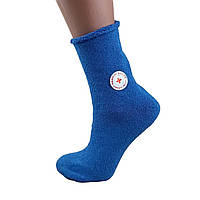 Носки женские махровые высокие Медицинские 23-25 размер (36-40 обувь) однотонные, синий