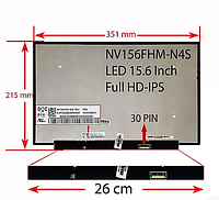 Матриця для ноутбука 15.6 Led Slim IPS FHD 1920x1080 30pin edp 350mm електроніка 26см NV156FHM-N4S новий