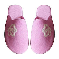 Тапочки женские паркетные Домик с прорезиненым низом р.36-37 (24,4см) цвет розовый